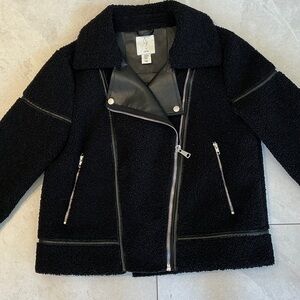 Joie Black Sherpa Moto Jacket - size medium, excellent condition
